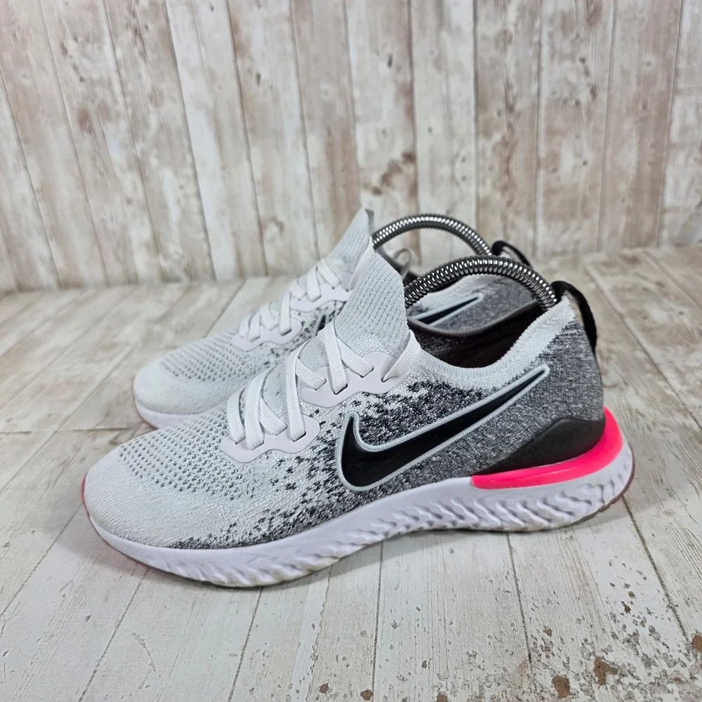 Nike Epic React Flyknit 2 Womens 9 Grey Pink Running Shoes BQ8927-103